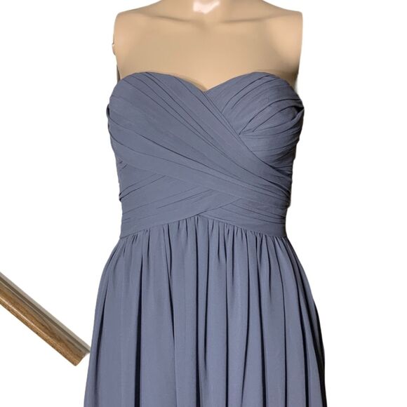 Bill Levkoff Womens Maxi Dress Gown Strapless Sweetheart Formal Gray Size 2 - Picture 3 of 13